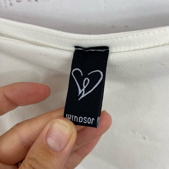 Windsor XS White Sheer Chiffon Long Sleeve Square Neck Crop Top Blouse - Picture 7 of 8